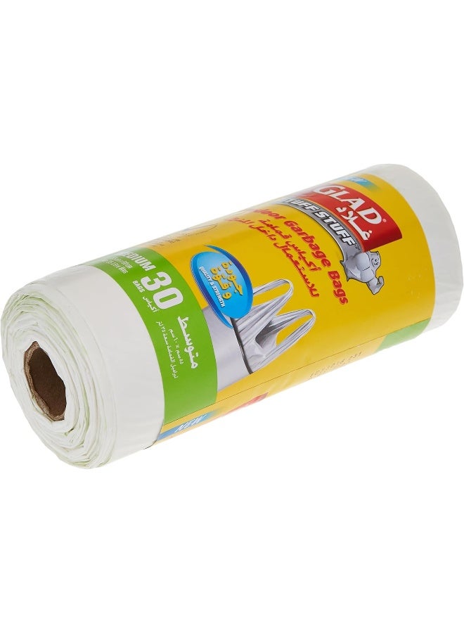 Glad Tuff Stuff Garbage Bag Medium White Handle Bags, Size 55 cm x 60 cm, 30pcs - Image 2